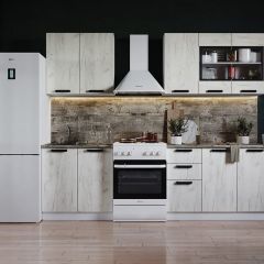 Кухня ДИОР 2 м со стеклом (белый/дуб крафт белый) в Миассе - miass.mebel24.online | фото