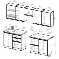 Кухонный гарнитур Адажио мега 2500 мм в Миассе - miass.mebel24.online | фото 2