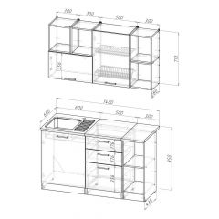 Кухонный гарнитур Лариса медиум 3 1400 мм в Миассе - miass.mebel24.online | фото 2