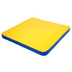 Мат гимнастический 1,36х1,36х0,08м складной закругленные углы цв. синий-желтый (для ДСК Игрунок) в Миассе - miass.mebel24.online | фото 1