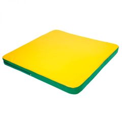 Мат гимнастический 1,36х1,36х0,08м складной закругленные углы цв. зеленый-желтый (для ДСК Игрунок) в Миассе - miass.mebel24.online | фото