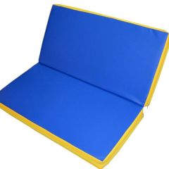 Мат гимнастический 1х1х0,08м складной цв. синий-желтый в Миассе - miass.mebel24.online | фото