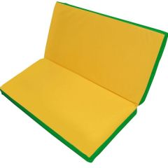 Мат гимнастический 1х1х0,08м складной цв. зеленый-желтый в Миассе - miass.mebel24.online | фото 1