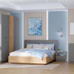 Модульная спальня Квадро (ЛДСП дуб крафт золотой) в Миассе - miass.mebel24.online | фото