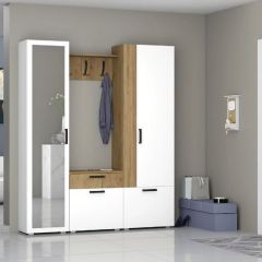 Прихожая Прайм-1 (Белый Текстурный/Дуб Крафт Золотой) в Миассе - miass.mebel24.online | фото