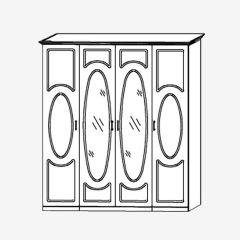 Прованс-2 Шкаф 4-х дверный с 2 зеркалами (Итальянский орех/Груша с платиной черной) в Миассе - miass.mebel24.online | фото