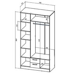 КОСТА-РИКА Шкаф 3-х створчатый (шимо светлый/шимо темный) в Миассе - miass.mebel24.online | фото 2