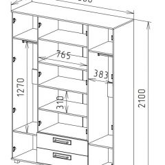 Шкаф 4-х дверный с ящиками М-1 Серия Вега в Миассе - miass.mebel24.online | фото 3