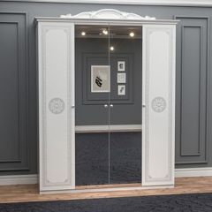 Шкаф 4-х дверный с зеркалами (12.244) Грация (белый/серебро) в Миассе - miass.mebel24.online | фото