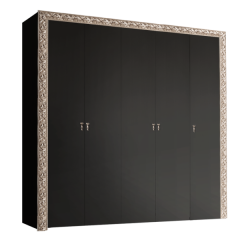 Шкаф 5-х дв. без зеркал Тиффани Premium черная/серебро (ТФШ2/5(П) в Миассе - miass.mebel24.online | фото 1