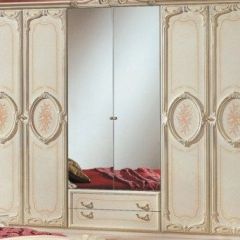 Шкаф 6-и дверный с зеркалами (01.146) Роза (беж) в Миассе - miass.mebel24.online | фото