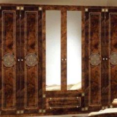 Шкаф 6-и дверный с зеркалами (02.146) Рома (орех) в Миассе - miass.mebel24.online | фото