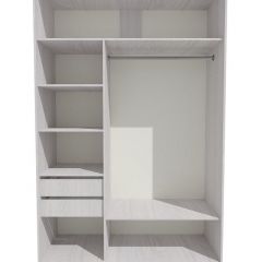 Шкаф-купе 1300 серии SILVER S1+S1+B2+PL2 (2 ящика+1 штанга+1 полка) профиль «Серебро» в Миассе - miass.mebel24.online | фото 2
