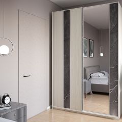 Шкаф-купе 1300 серии SILVER S4+S3Z+B2+PL1 (2 ящика+1 штанга) профиль «Серебро» в Миассе - miass.mebel24.online | фото
