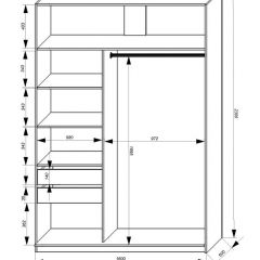 Шкаф-купе 1600 серии SOFT D1+D3+B2+PL1 (2 ящика+1штанга) профиль «Графит» в Миассе - miass.mebel24.online | фото 4