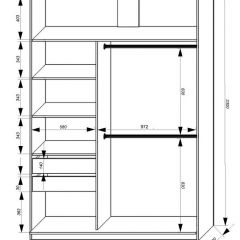 Шкаф-купе 1600 серии SOFT D8+D2+B2+PL4 (2 ящика+F обр.штанга) профиль «Графит» в Миассе - miass.mebel24.online | фото 2