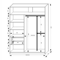 Шкаф-купе 1700 серии NEW CLASSIC K4+K4+B2+PL4 (2 ящика+F обр. штанга) профиль «Капучино» в Миассе - miass.mebel24.online | фото 3