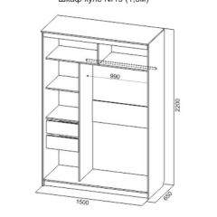 Шкаф-купе №19 Серия 3 Квадро (1500) Ясень Анкор светлый в Миассе - miass.mebel24.online | фото 4