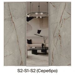 Шкаф-купе 1950 серии SILVER S5+S1+S5 B22+PL2 (по 2 ящика лев/прав+1 штанга+1 полка) профиль «Серебро» в Миассе - miass.mebel24.online | фото 6