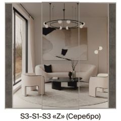 Шкаф-купе 1950 серии SILVER S5+S1+S5 B22+PL2 (по 2 ящика лев/прав+1 штанга+1 полка) профиль «Серебро» в Миассе - miass.mebel24.online | фото 7
