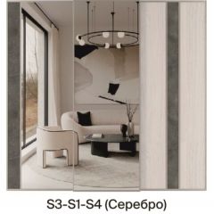 Шкаф-купе 1950 серии SILVER S5+S1+S5 B22+PL2 (по 2 ящика лев/прав+1 штанга+1 полка) профиль «Серебро» в Миассе - miass.mebel24.online | фото 8