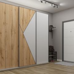 Шкаф-купе 2100 серии SOFT D2+D7+D3+B22+PL2 (по 2 ящика лев/прав+1штанга+1полка) профиль «Графит» в Миассе - miass.mebel24.online | фото