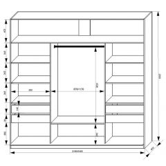 Шкаф-купе 2100 серии SOFT D2+D7+D3+B22+PL2 (по 2 ящика лев/прав+1штанга+1полка) профиль «Графит» в Миассе - miass.mebel24.online | фото 3