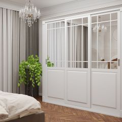 Шкаф-купе 2450 серии NEW CLASSIC K5+K5+K5+B22+PL3 (по 2 ящика лев/прав+1 штанга+1полка) профиль «Капучино» в Миассе - miass.mebel24.online | фото