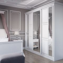 Шкаф-купе 2450 серии NEW CLASSIC K6Z+K1+K6+B22+PL2 (по 2 ящика лев/прав+1 штанга+1 полка) профиль «Капучино» в Миассе - miass.mebel24.online | фото