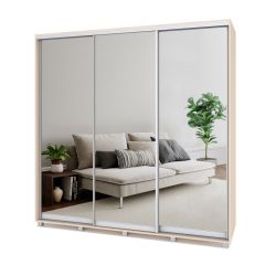 МАРТИН Шкаф-купе с зеркалами Млечный дуб (2200*450) М423 в Миассе - miass.mebel24.online | фото