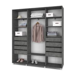 МАРТИН Шкаф-купе с зеркалом Камень темный (2200*450) М422 в Миассе - miass.mebel24.online | фото 4