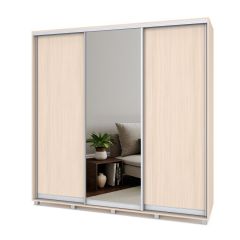 МАРТИН Шкаф-купе с зеркалом Млечный дуб (2200*450) М422 в Миассе - miass.mebel24.online | фото