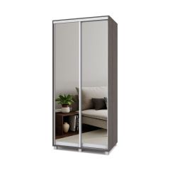 РОЛАНД Шкаф-купе с зеркалами Анкор темный (450*1000) Р403 в Миассе - miass.mebel24.online | фото
