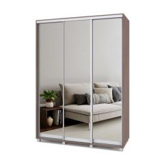 РОЛАНД Шкаф-купе с зеркалами Шимо темный (450*1600) Р463 в Миассе - miass.mebel24.online | фото