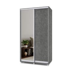 РОЛАНД Шкаф-купе с зеркалом Камень темный (450*1200) Р422 в Миассе - miass.mebel24.online | фото