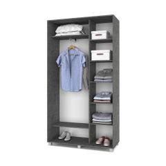 РОЛАНД Шкаф-купе с зеркалом Камень темный (450*1200) Р422 в Миассе - miass.mebel24.online | фото 2
