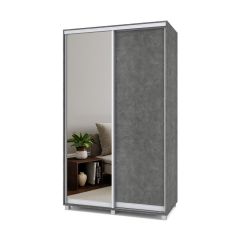 РОЛАНД Шкаф-купе с зеркалом Камень темный (450*1300) Р432 в Миассе - miass.mebel24.online | фото 2