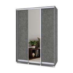 РОЛАНД Шкаф-купе с зеркалом Камень темный (450*1600) Р462 в Миассе - miass.mebel24.online | фото 2