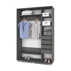РОЛАНД Шкаф-купе с зеркалом Камень темный (450*1600) Р462 в Миассе - miass.mebel24.online | фото 5