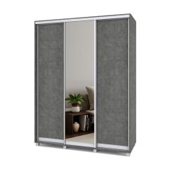 РОЛАНД Шкаф-купе с зеркалом Камень темный (450*1700) Р472 в Миассе - miass.mebel24.online | фото