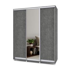 РОЛАНД Шкаф-купе с зеркалом Камень темный (450*1800) Р482 в Миассе - miass.mebel24.online | фото