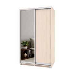 РОЛАНД Шкаф-купе с зеркалом Млечный дуб (450*1300) Р432 в Миассе - miass.mebel24.online | фото 2