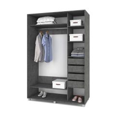 РОЛАНД Шкаф-купе зеркалом Камень темный (600*1500) Р652 в Миассе - miass.mebel24.online | фото 4