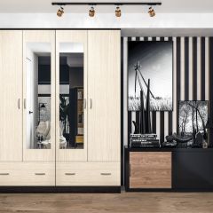 Шкаф Ронда ШК-4 с зеркалом (венге/беленый дуб) в Миассе - miass.mebel24.online | фото 3
