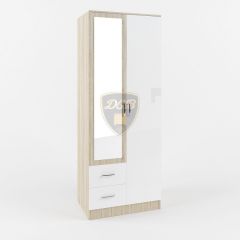 Шкаф 2-х створчатый с зеркалом Софи СШК 800.3 (дуб сонома/белый глянец) в Миассе - miass.mebel24.online | фото