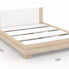 Спальня Аврора Кровать 160 со встроенным основанием под матрас Дуб сонома/Белый в Миассе - miass.mebel24.online | фото 2