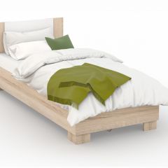 Спальня Аврора Кровать 90 со встроенным основанием под матрас Дуб сонома/Белый в Миассе - miass.mebel24.online | фото