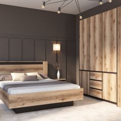 ПРАГА Спальный гарнитур Серия 3 (Дуб Делано/Дуб Венге) в Миассе - miass.mebel24.online | фото 3