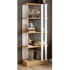 Стеллаж СТМ-2 ЛДСП Белый/ЛДСП Дуб крафт золотой в Миассе - miass.mebel24.online | фото