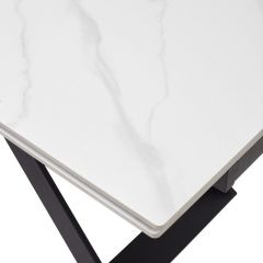 Стол LIVORNO 180 MATT WHITE MARBLE SOLID CERAMIC / BLACK, ®DISAUR в Миассе - miass.mebel24.online | фото 9